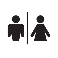 Fototapeta na wymiar Man and woman icon, Toilet and bathroom sign, Simple silhouette design, Vector illustration