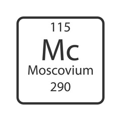 Moscovium symbol. Chemical element of the periodic table. Vector illustration.