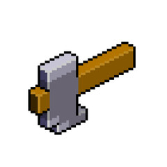Fototapeta premium Hammer cartoon isometric pixel art
