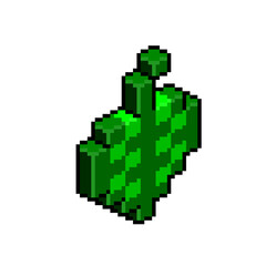 Green leaf cartoon isometric pixel art