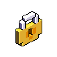 Lock cartoon isometric pixel art
