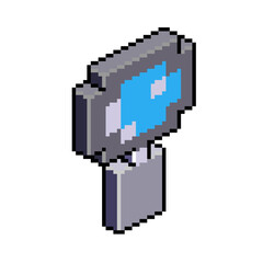 Magnifying glass cartoon isometric pixel art