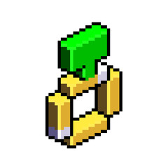 Fototapeta premium Gold ring with green emerald pixel art