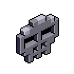 Fototapeta premium Skull cartoon isometric pixel art