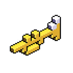Fototapeta premium Trumpet isometric pixel art illustration