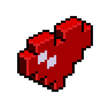 Red heart cartoon isometric pixel art