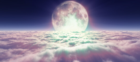 Obraz na płótnie Canvas above clouds full moon illustration