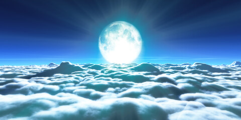 above clouds full moon illustration