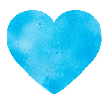 Pastel Blue Heart Watercolor Paint Stain Background