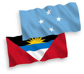 Flags of Federated States of Micronesia and Antigua and Barbuda on a white background