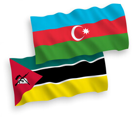 Flags of Republic of Mozambique and Azerbaijan on a white background