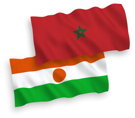 Flags of Republic of the Niger and Morocco on a white background