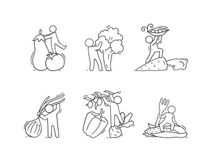 happy people standing with fresh vegetables