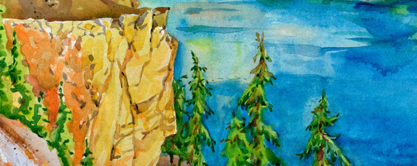 Cliff in the coniferous forest. © Firsik Anton