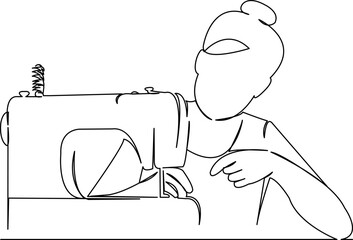 girl sewing on a sewing machine