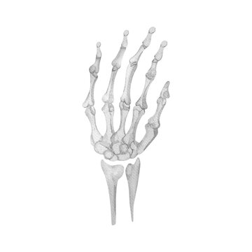 Skeleton hand watercolor single element. Template for decorating designs and illustrations.