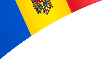 Moldova flag flying on white background