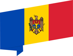 Moldova flag flying on white background