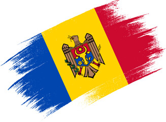 Moldova flag with brush paint textured  on  white background