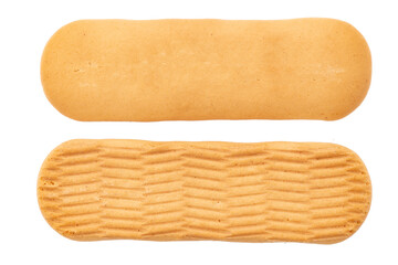 Delicious baby wheat cookies on an isolated white background. Fresh confectionery biscuit.