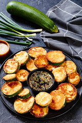 Hobak Jeon, pan fried zucchini with dipping sauce