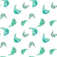 Exotic floral seamless pattern watercolor illustration on white