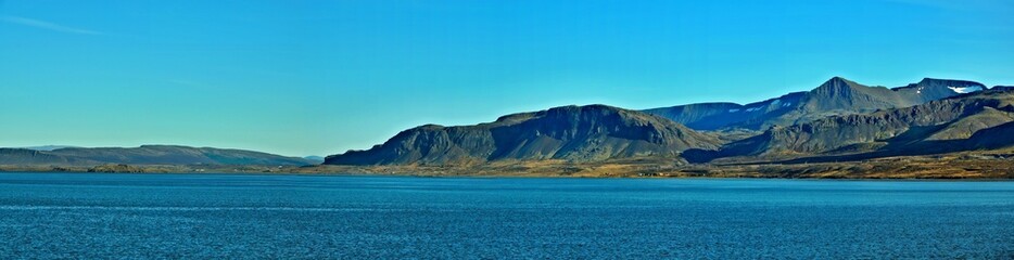 Fototapeta premium Iceland-panoramic outlook of bay from town Borgarnes