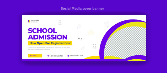 Back to school social media web banner flyer and facebook cover photo design template