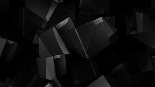 Spinning black box shaped particles as abstract background