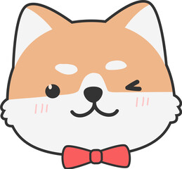 cute shiba inu dog cartoon element