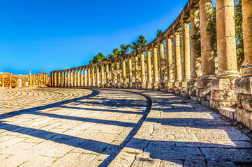  Plaza 160 Ionic Columns Ancient Roman City Jerash Jordan