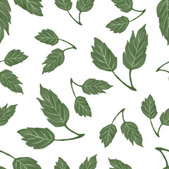 seamless pattern of fresh green leaves