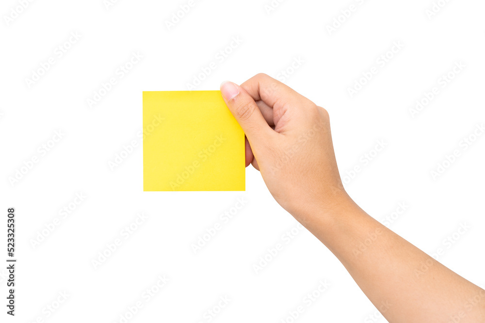 Wall mural hand with yellow adhesive note