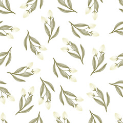 seamless pattern of white flower bud for fabric