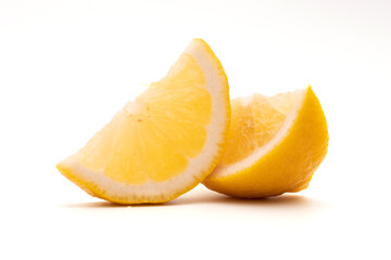 lemon fruit leaf isolate half on white