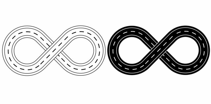 infinity road icon set isolated on white background