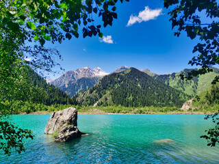 Iccik lake in Kazakhstan's mountains, Almaty region.