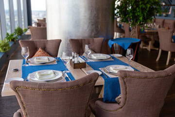 Interior of modern loft-style bar