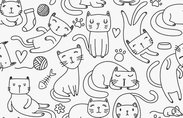 Funny doodle cats sketch.