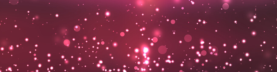 Panoramic light holiday decoration concept. Beautiful bokeh abstract shiny light and glitter for christmas background
