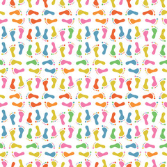 Footprint Vector illustration. Seamless patterns. Fun shapes. 