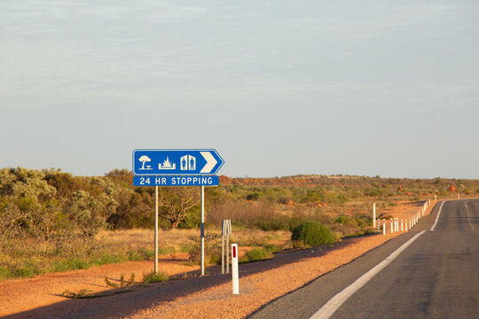 Rest stop sign on side of outback highway