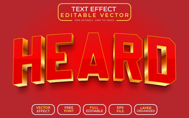 Heard 3D Text Style Editable text effect EPS File