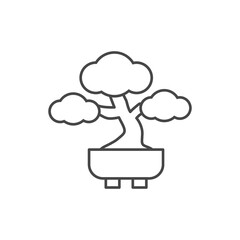 Black tree logo illustration icon. Bonsai tree on white background. Linear style sign for mobile concept and web design. Tree symbol illustration. vector graphics