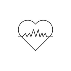Heart beat icon. Heartbeat , heart beat pulse flat icon for medical apps and websites. Heart and cardiorgam, heartbeat simple black line web icon vector illustration.