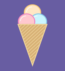 Fototapeta na wymiar Ice cream illustration. Cute colorful ice cream cartoon illustration