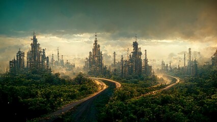 Fototapeta premium steampunk city