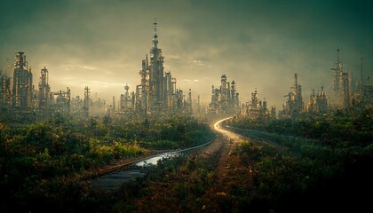Obraz premium steampunk city