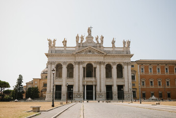 Fototapeta na wymiar The Archbasilica of Saint John Lateran (Basilica di San Giovanni in Laterano) is a popular landmark in Rome, Italy
