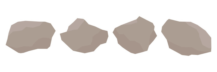 Brown rock specimen vector set. Stone samples.